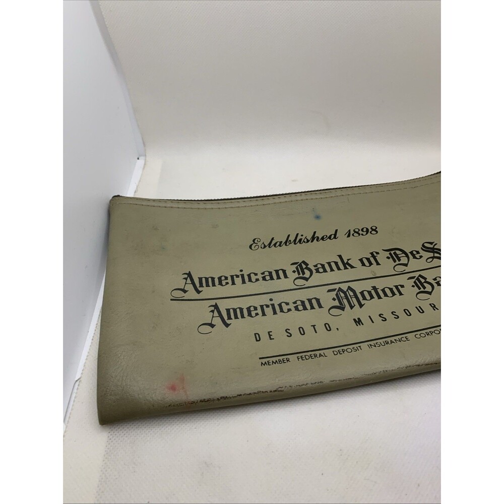 American Bank of  De Soto MO Zipper Deposit Cash Money Checks Bag Pouch Vintage - Picture 3 of 6